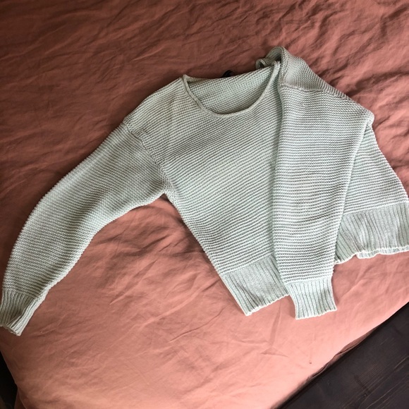 SOLD Cropped French Connection Mint Sweater - Picture 2 of 4